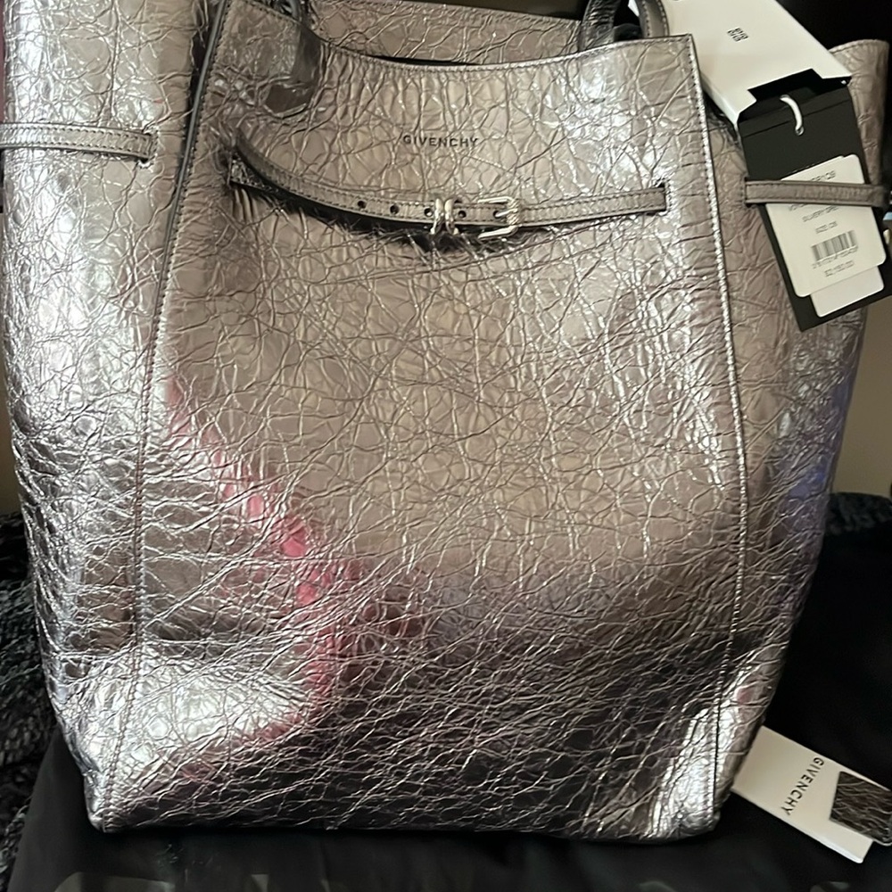 Givenchy Silver Tote Bag with Luxurious Textured Finish